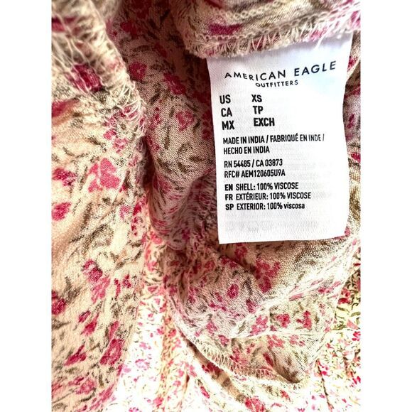 Romantic floral long sleeve fresh color open back blouse button top women XS - Picture 7 of 10